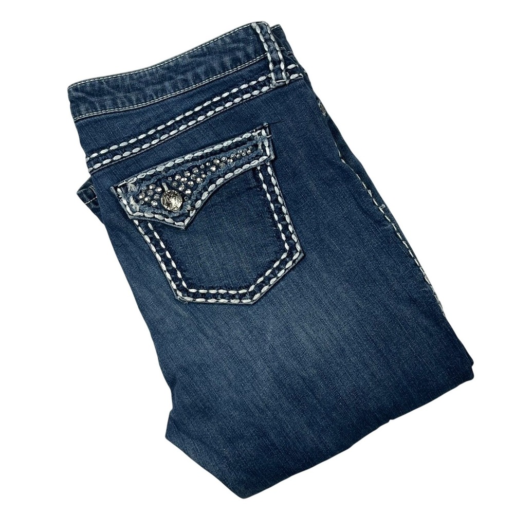 Rock 47 Wrangler Low Rise Bootcut Jeans Women 13/14 (Fit 34x36) Rhinestone *Flaw